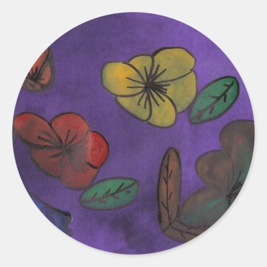 bloemen ronde sticker (Voorkant)