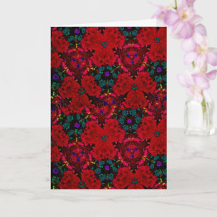 Bloemen Rood & Blauw Kaleidoscoop Vriend Verjaarda Kaart