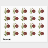 Bloemen rood Bourgogne Roos - Bruiloft Ronde Sticker (Vel)