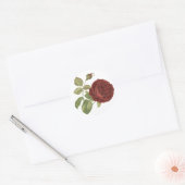 Bloemen rood Bourgogne Roos - Bruiloft Ronde Sticker (Envelop)