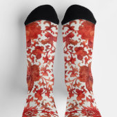 Bloemen Rood en Cream Art Sokken (Top)