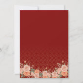 Bloemen Rood en Goud Islamitisch Moslim Bruiloft Kaart (Achterkant)