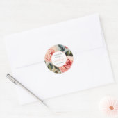 Bloemen rood en roze bloemen klassieke bruiloft ronde sticker (Envelop)