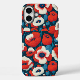 Bloemen rood en wit bloem partner iPhone 16 plus hoesje