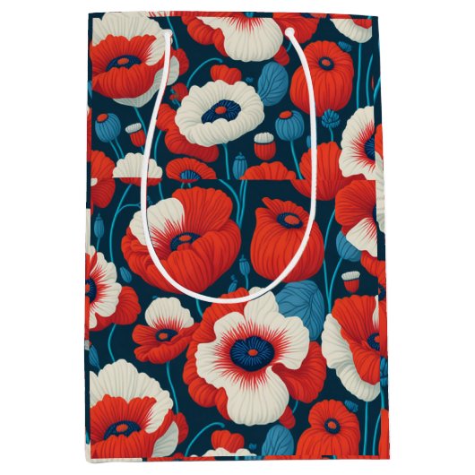 Bloemen rood en wit bloem partner medium cadeauzakje (Voorkant)