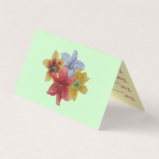 bloemen rood geel blauw Lilies oorspronkelijke blo Visitekaartje (Achterkant)