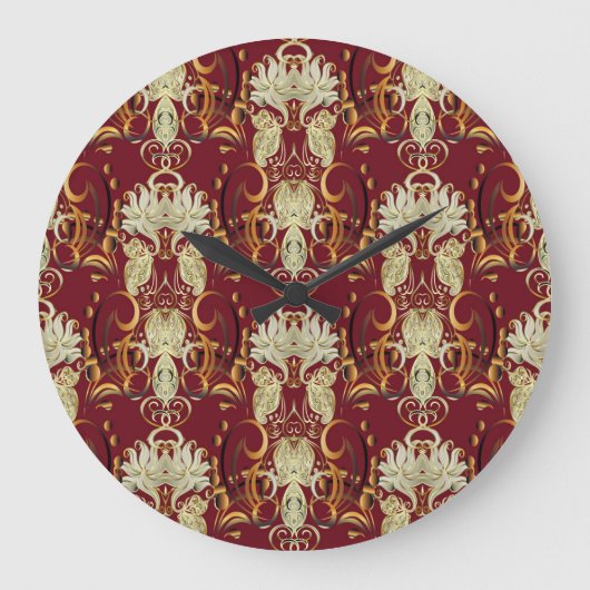 Bloemen rood-goud, luxueus  patroon. grote klok (Voorkant)