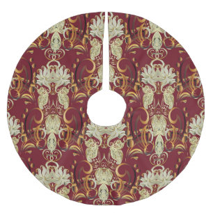 Bloemen rood-goud, luxueus  patroon. kerstboom rok