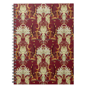 Bloemen rood-goud, luxueus patroon. notitieboek