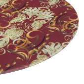 Bloemen rood-goud, luxueus patroon. snijplank (Hoek)