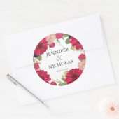 Bloemen rood groen bruids bruiloft ronde sticker (Envelop)
