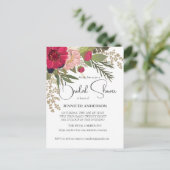 Bloemen rood groen bruids douche uitnodiging (Staand voorkant)