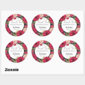 Bloemen rood groen bruiloft dank u ronde sticker (Vel)
