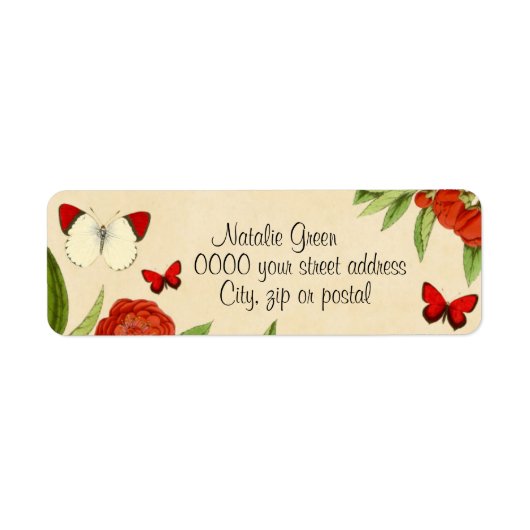 Bloemen rood retour adres label (Voorkant)
