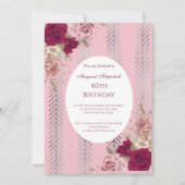 Bloemen Rood Roze Rozen Verjaardagsfeest Uitnodigi Kaart (Voorkant)