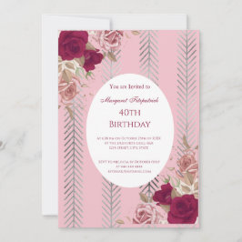 Bloemen Rood Roze Rozen Verjaardagsfeest Uitnodigi Kaart