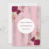 Bloemen Rood Roze Rozen Verjaardagsfeest Uitnodigi Kaart (Achterkant)