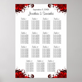 Bloemen Rood & Wit 15 Tafels Zitlijsten Poster