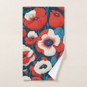 Bloemen rood, wit, blauwe papavers bad handdoek (Handdoek)