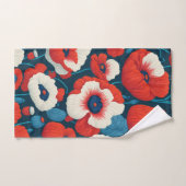 Bloemen rood, wit, blauwe papavers bad handdoek (Handdoek)