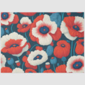 Bloemen Rood, Wit, Blauwe Poppies Decoupage Tissuepapier (Voorkant)