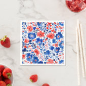 Bloemen rood, wit en blauw servet (Insitu)