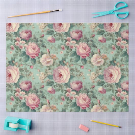  Bloemen Roos Aqua Decoupage Tissuepapier (Craft)