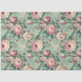  Bloemen Roos Aqua Decoupage Tissuepapier
