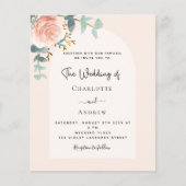 Bloemen roos blush arch QR RSVP huwelijksuitnodigi (Voorkant)