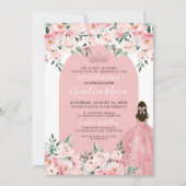 Bloemen Roos Blush Pink Quinceanera Kaart (Voorkant)