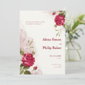 Bloemen Roos bruiloft Kaart (Staand voorkant)