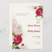 Bloemen Roos bruiloft Kaart (Voorkant / Achterkant)