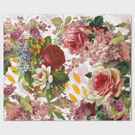 Bloemen Roos Collage Wrapping Papier (Vlak)