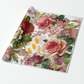 Bloemen Roos Collage Wrapping Papier (Uitgerold)