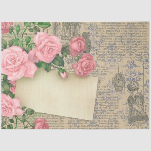  Bloemen Roos Decoupage Tissuepapier (Voorkant)