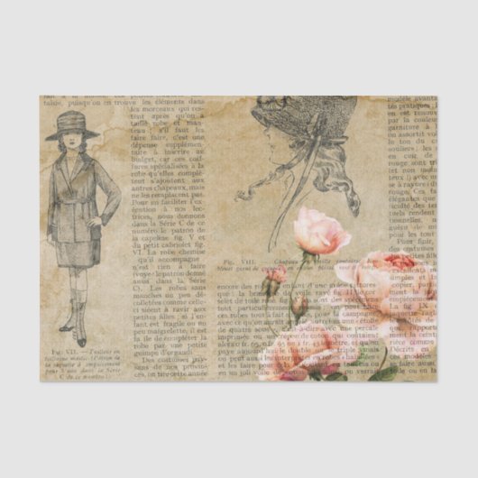 Bloemen Roos Decoupage Tissuepapier (Voorkant)