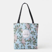 Bloemen Roos Elegant Flower Garden Monogram Tote Bag (Achterkant)
