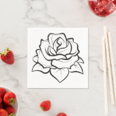 Bloemen Roos Flower Zwart-wit bruiloft Servetten (Insitu)