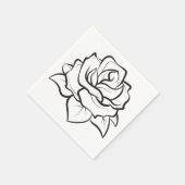 Bloemen Roos Flower Zwart-wit bruiloft Servetten (Hoek)