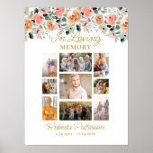Bloemen Roos Foto Collage Uitvaart Memorial Welkom Poster (Voorkant)