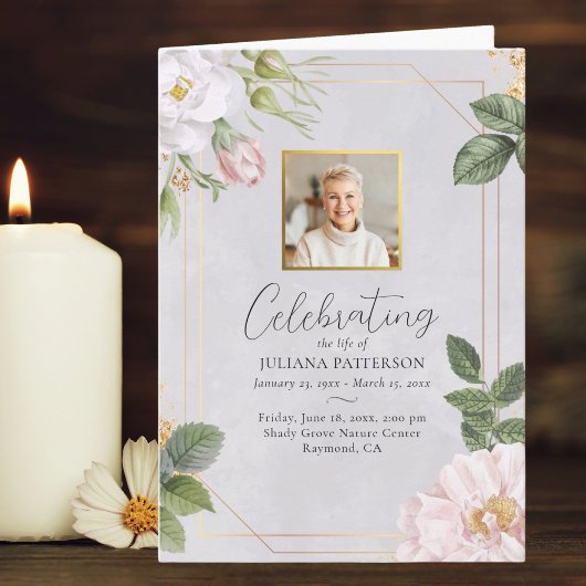 Bloemen Roos Foto Order of Service Uitvaart Programma