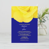 Bloemen Roos Geel Navy Blue Spring Wedding 2024 Kaart (Staand voorkant)