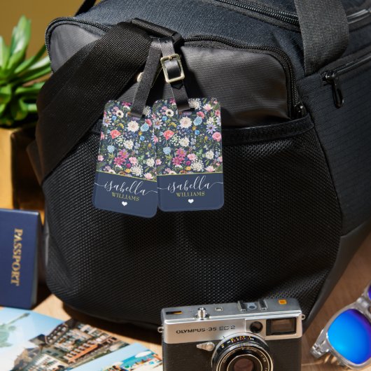  Bloemen Roos Gepersonaliseerde Wildflower Bagagelabel (Voorkant /achterkant)