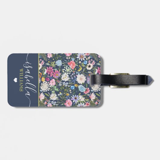  Bloemen Roos Gepersonaliseerde Wildflower Bagagelabel (Achterkant horizontaal)
