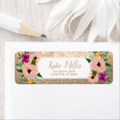 Bloemen Roos Gold Glitter Label (Insitu)