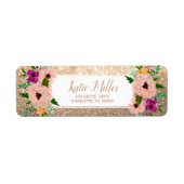 Bloemen Roos Gold Glitter Label (Voorkant)