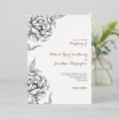 Bloemen Roos Goud Bruiloft Folie Uitnodiging (Staand Voorkant)