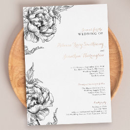 Bloemen Roos Goud Bruiloft Folie Uitnodiging