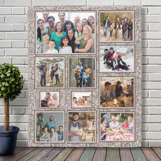  Bloemen Roos Goud Familie 11 Fotocollage Fleece Deken