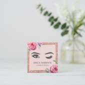  Bloemen Roos Goud Glitter Wink Eye Beauty Vierkante Visitekaartje (Staand voorkant)